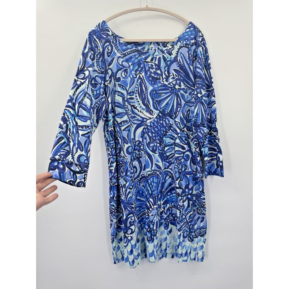 Lilly Pulitzer Hollee Dress Iris Blue Zanzibar Zoo Floral Print Dress XL Preppy